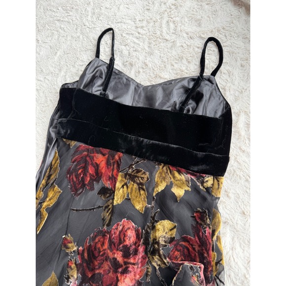 Newport News Velvet Burnout Floral Maxi Slip Dress Rose Print Gown Vintage Y2K S - Picture 8 of 16